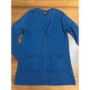 Pendleton Cardigan 100% Merino Wool Womens Small Blue V-Neck Button Front